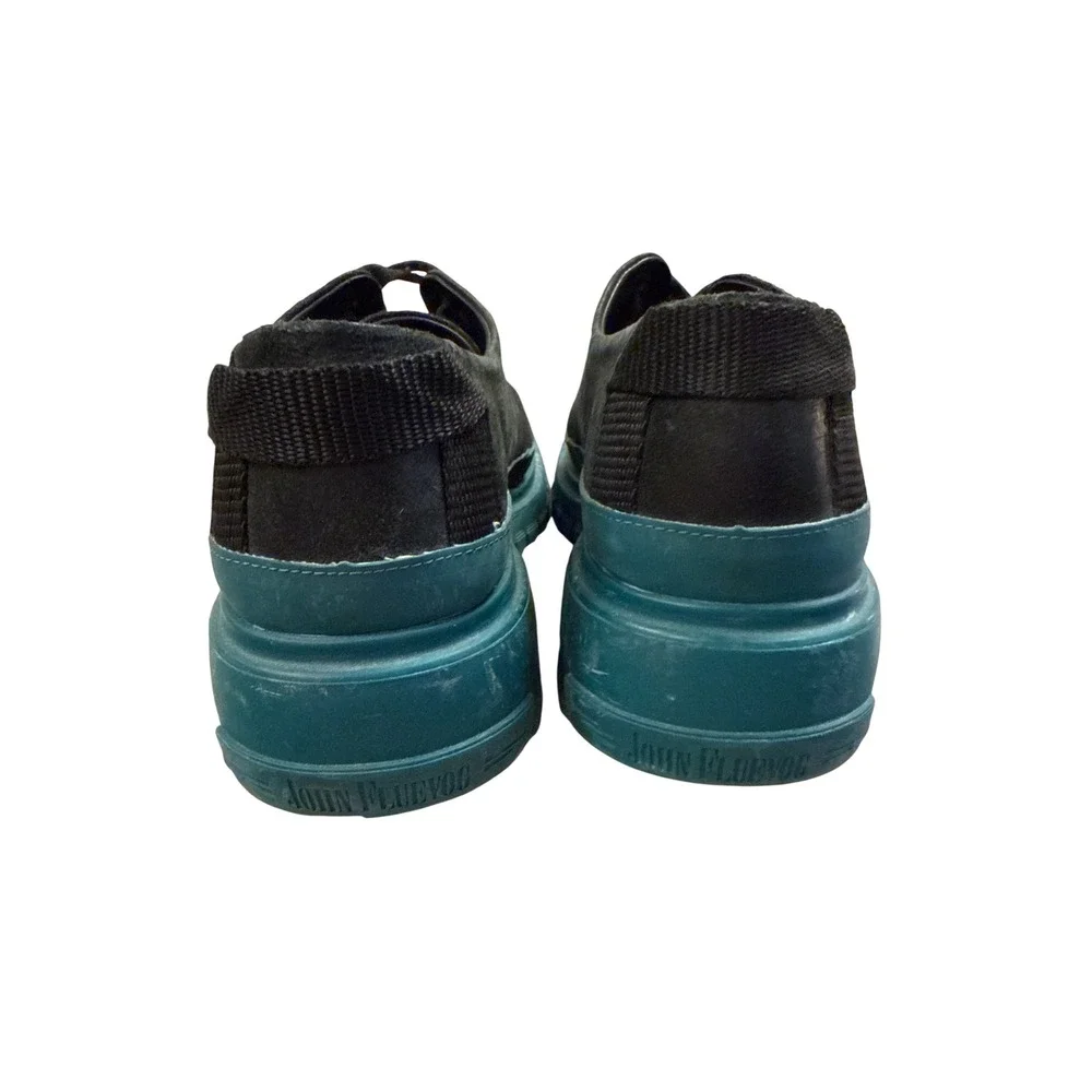 John Fluevog Derby Shoes Mens 9 Charcoal Teal Chunky Lug Sole Portugal zaterdog‎